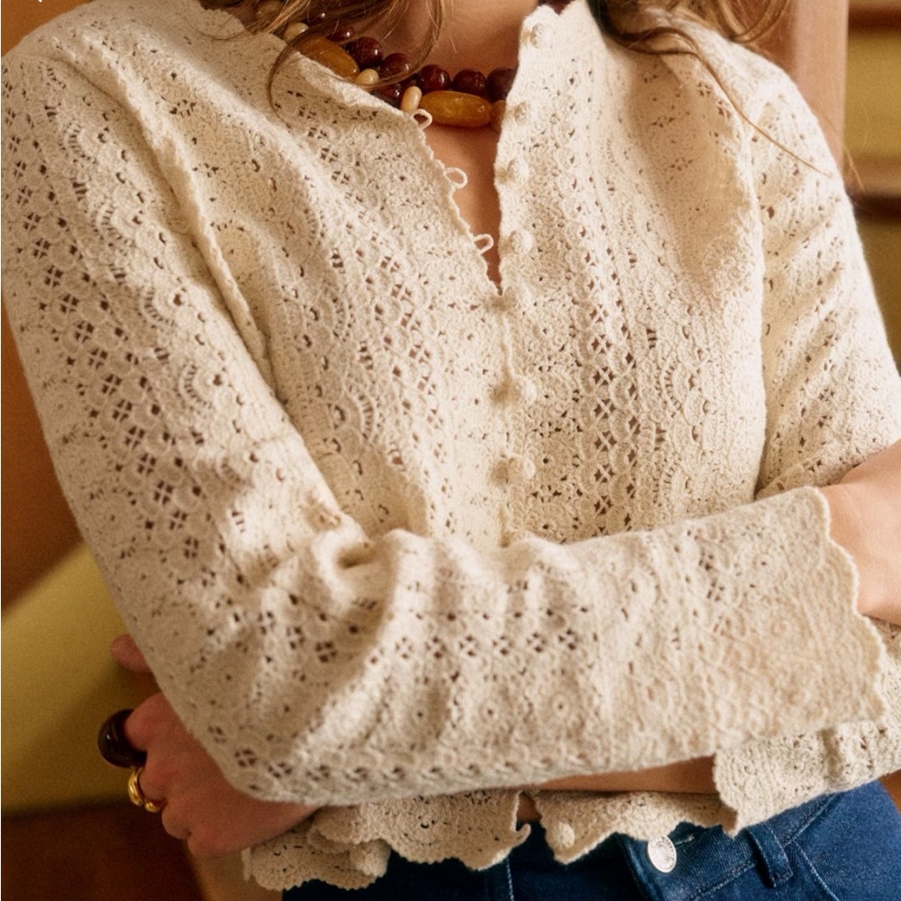 Sezane Noelie Cardigan Cream - Size M